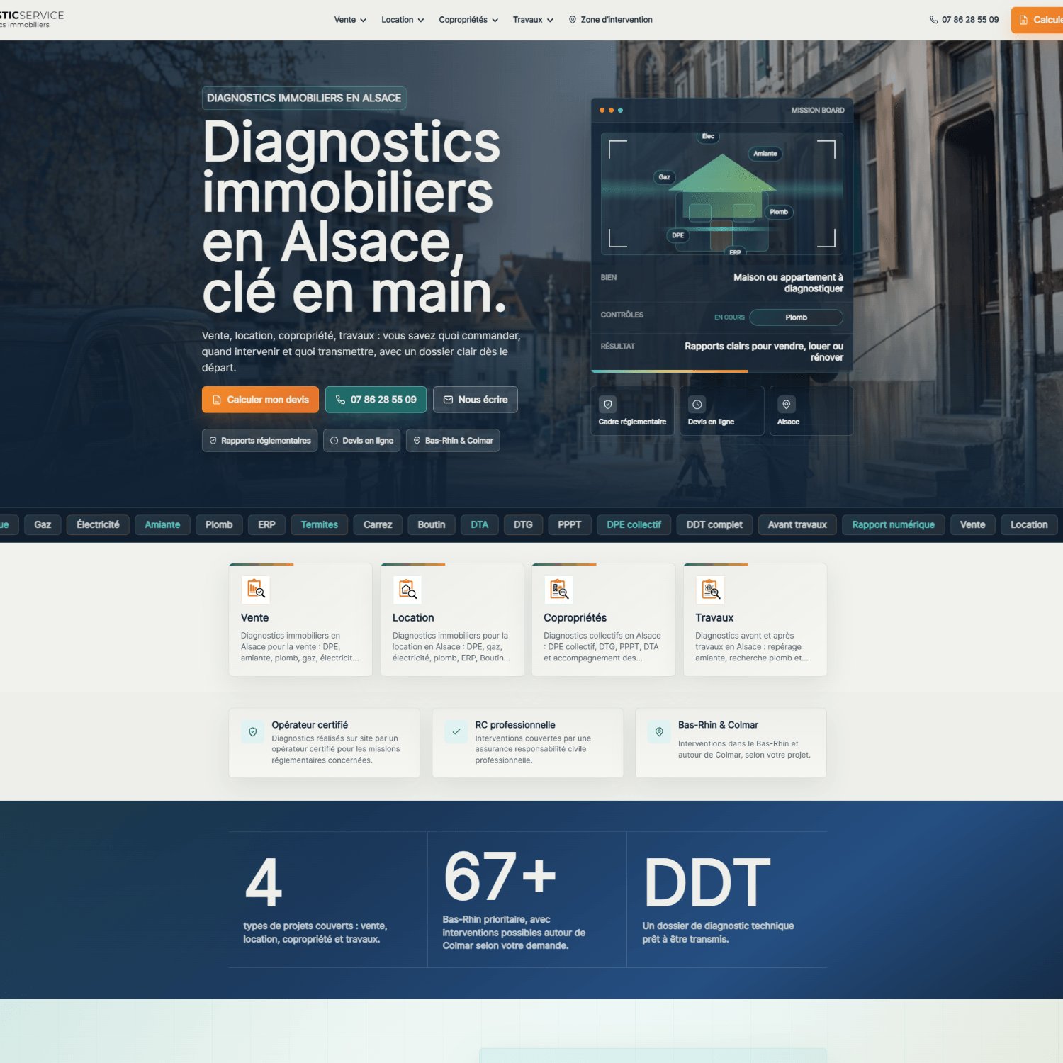 Capture du site Diagnostic Service