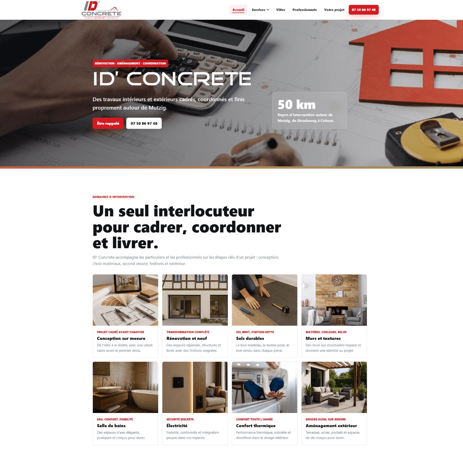 Capture du site ID Concrete